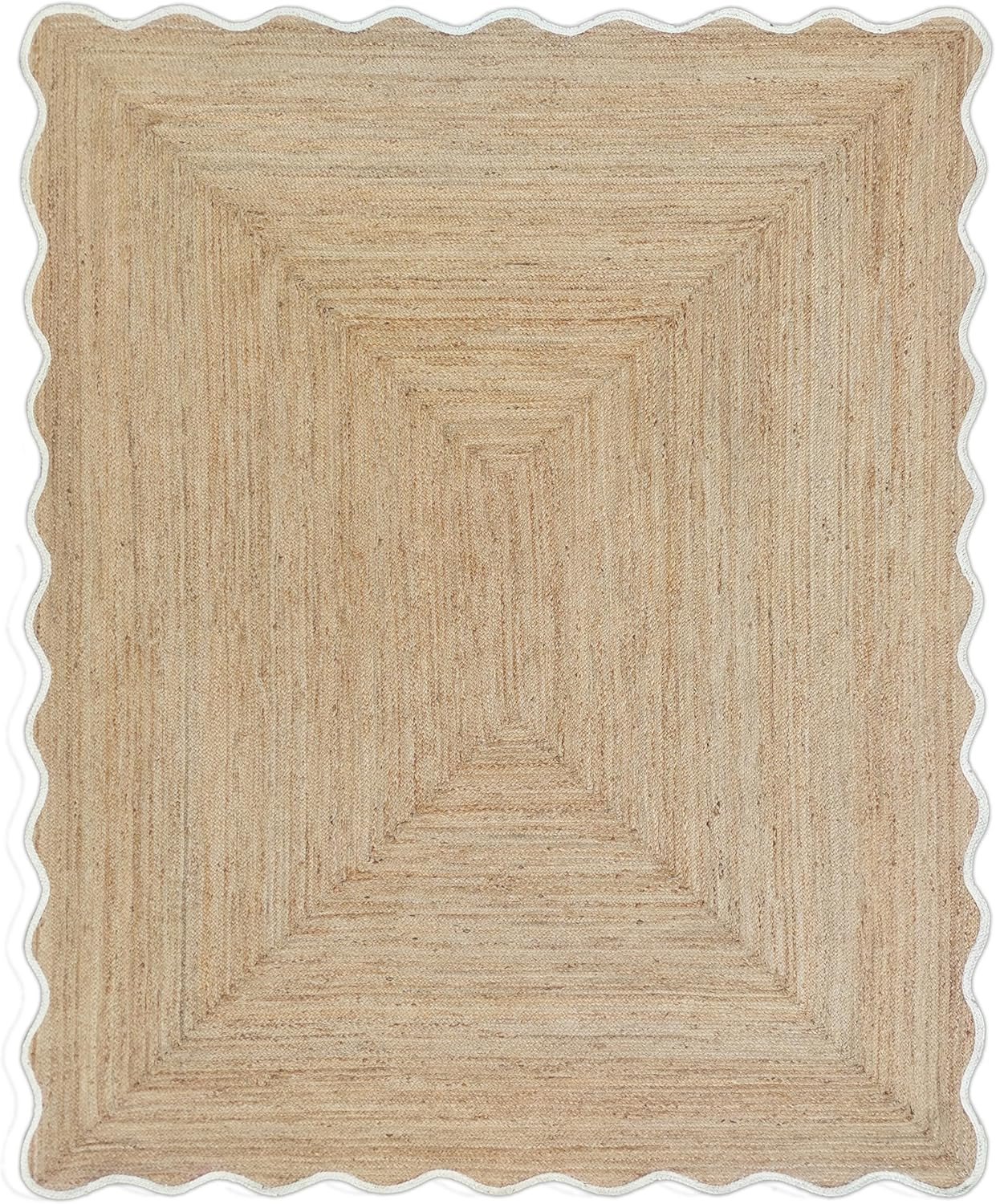 Weaving Village Wave Scalloped Natural Jute Rug Boho Area Rug Braided Rug, Coastal Farmhouse Scal... | Amazon (US)