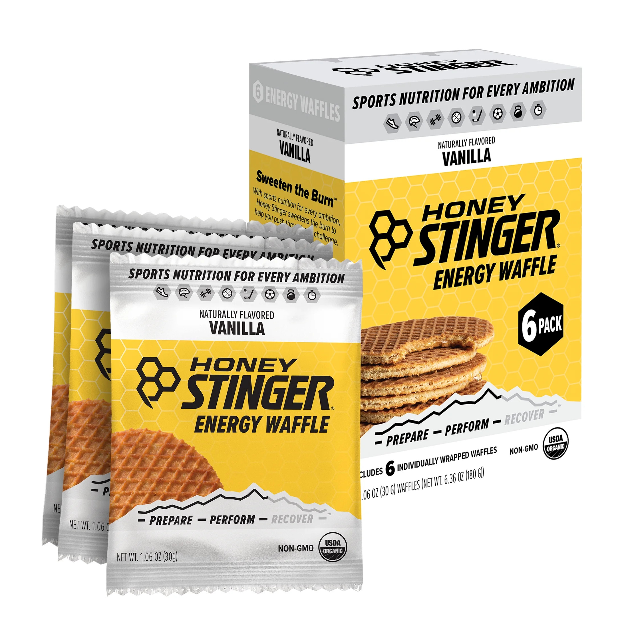 Honey Stinger Organic Energy Waffle Snack, Vanilla, 1.06 oz, 6 Count Box | Walmart (US)