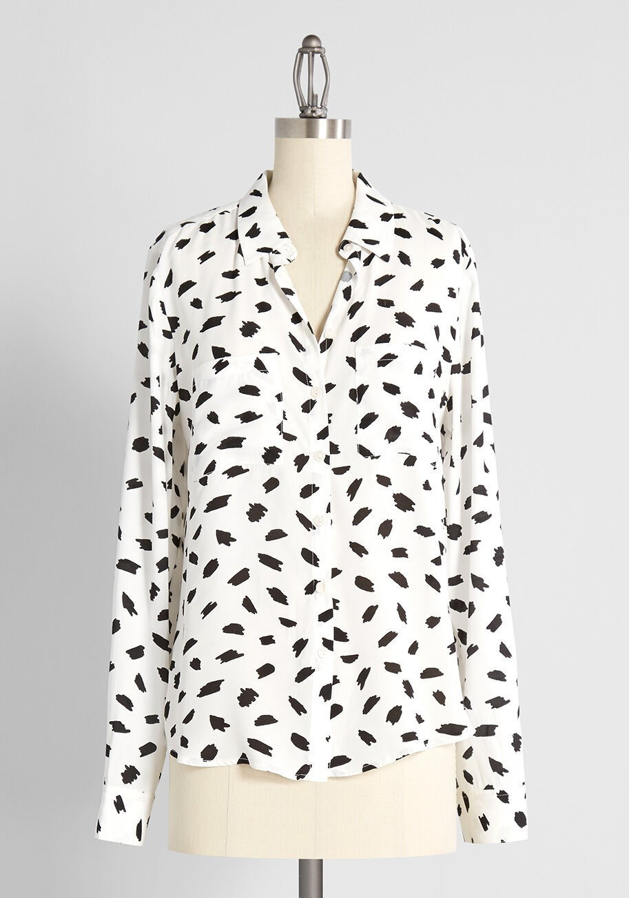 Stroked On Spots Button-Up Top | Modcloth
