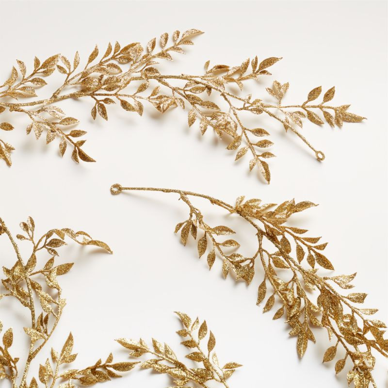 Gold Glitter Leaf Garland 72" + Reviews | Crate & Barrel | Crate & Barrel