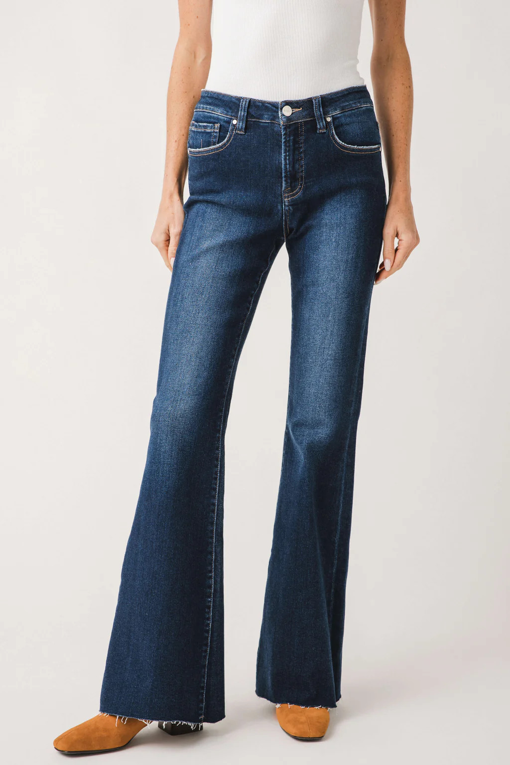 Risen High Rise Clean Pajama Flare Jeans | Social Threads