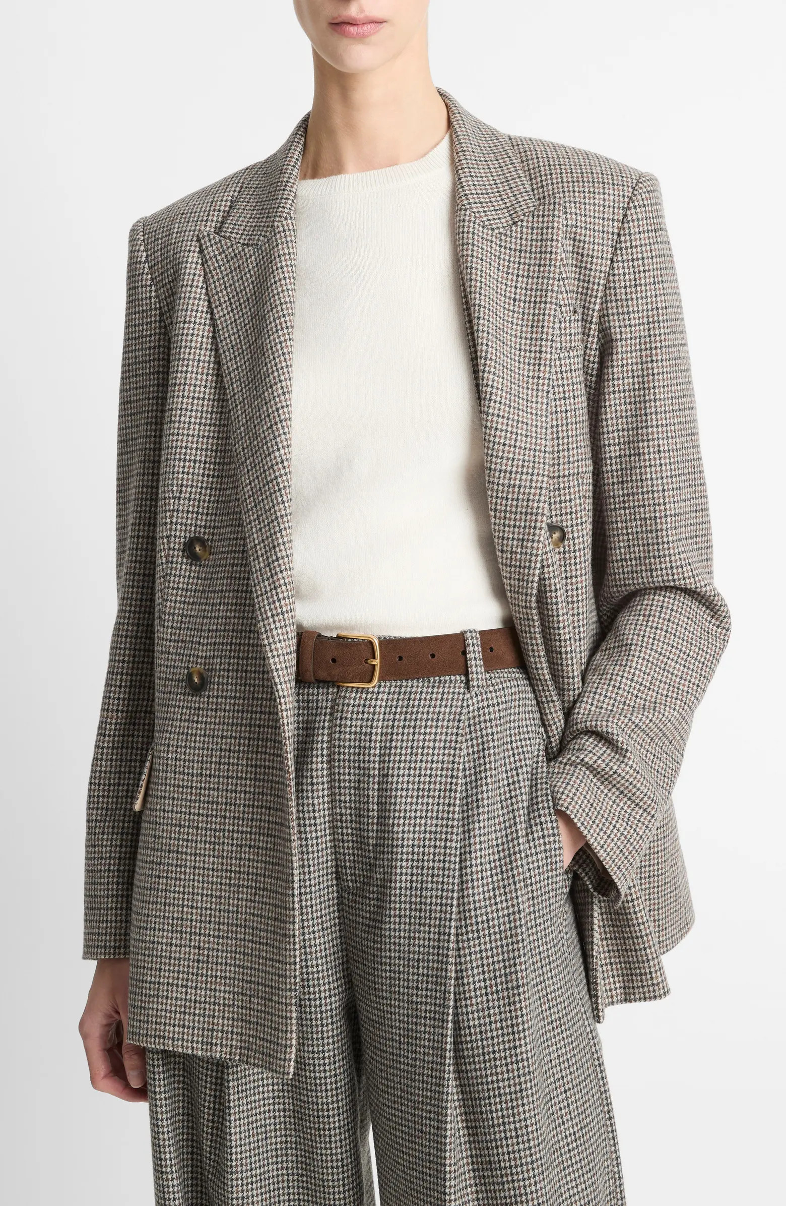 Houndstooth Double Breasted Wool Blend Blazer | Nordstrom