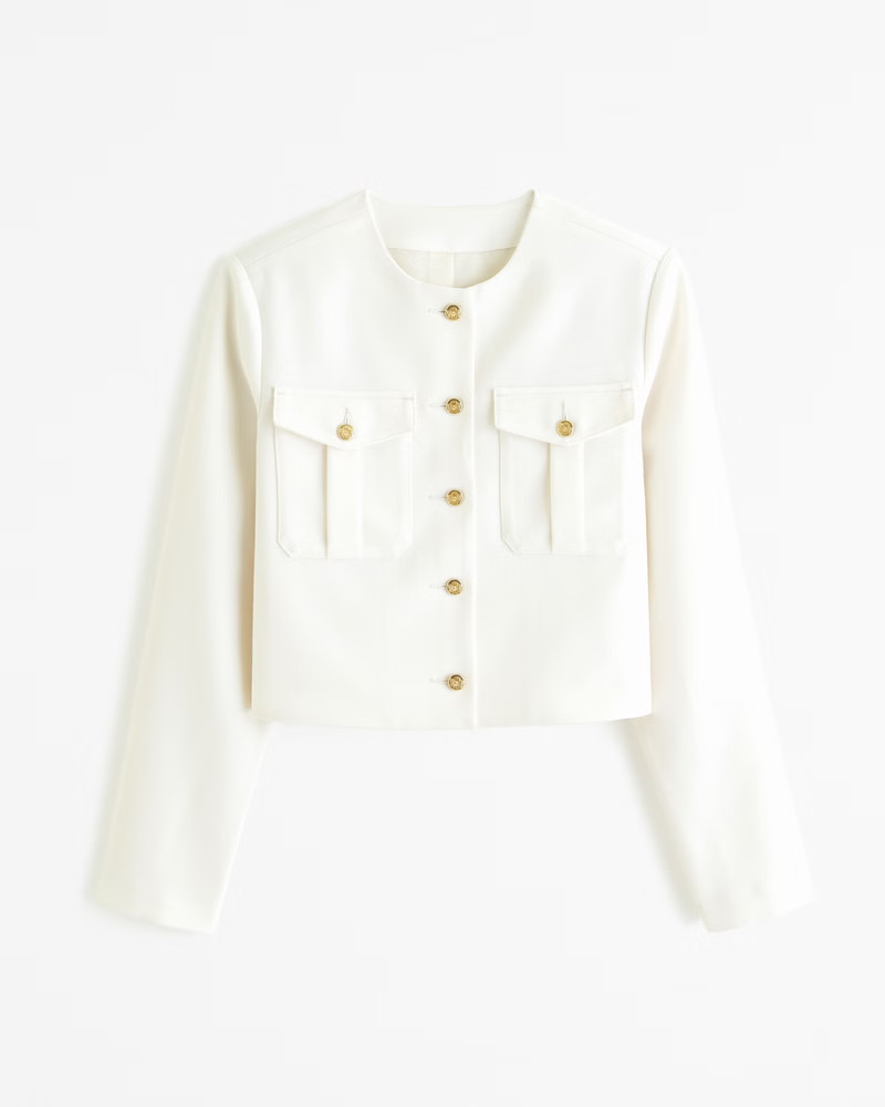 Collarless Suiting Jacket | Abercrombie & Fitch (US)