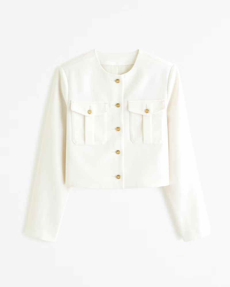Women's Collarless Suiting Jacket | Women's New Arrivals | Abercrombie.com | Abercrombie & Fitch (US)