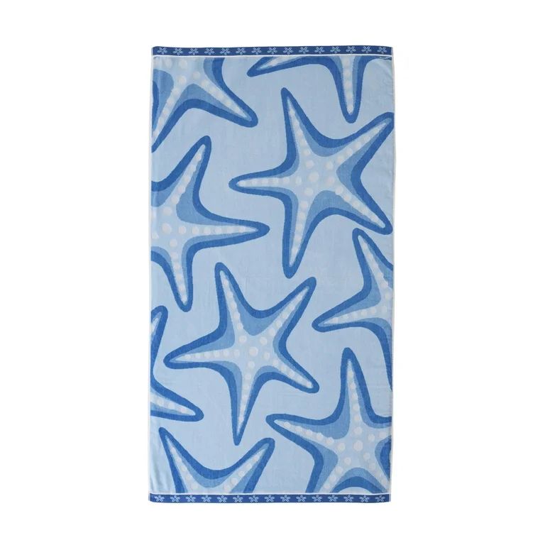 Better Homes & Gardens Oversized Cotton Blend Blue Starfish Beach Towel, 38” x 72" | Walmart (US)