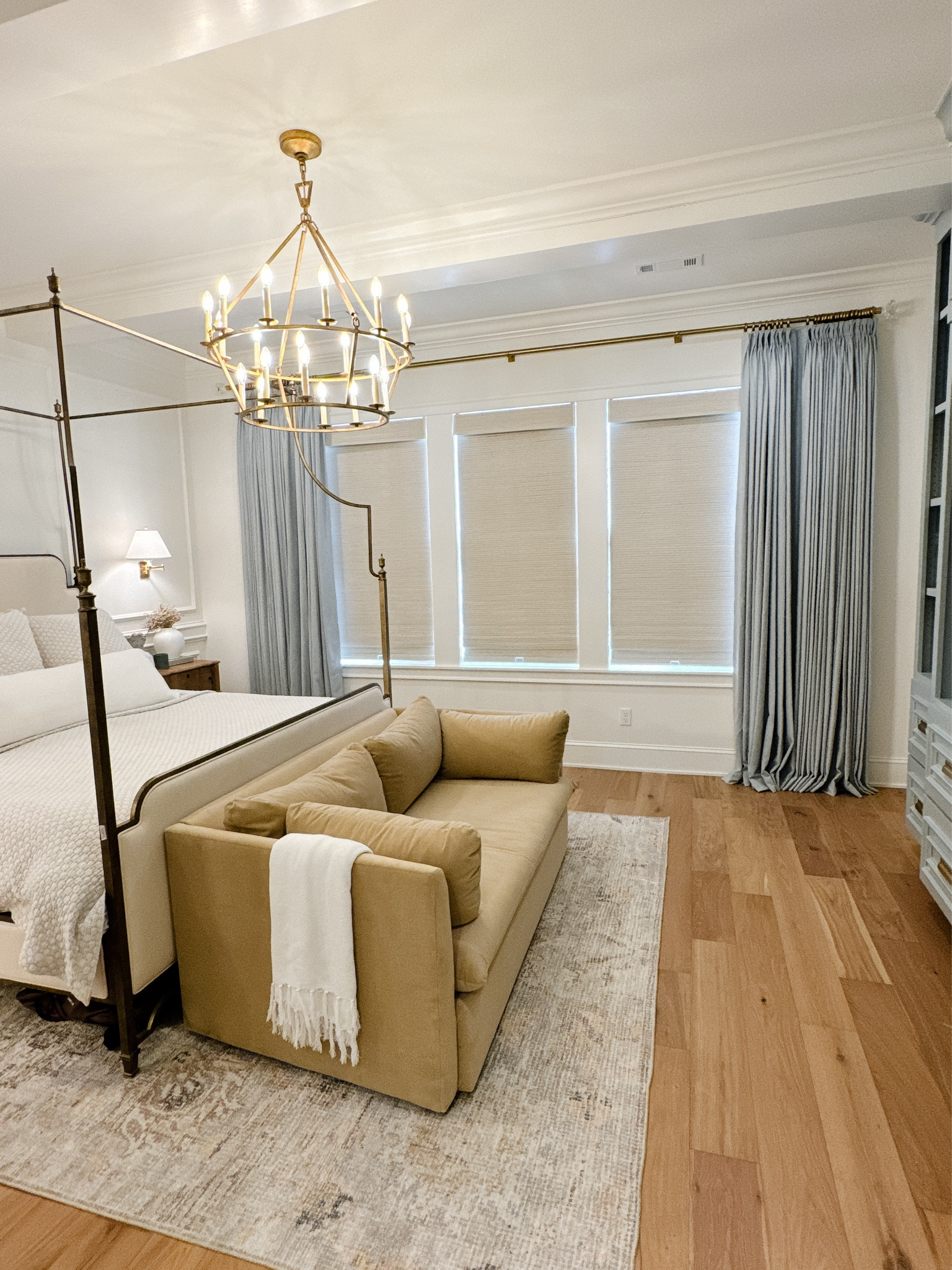 Twopages curtains drapes shades / custom curtains / drapes / Roman shades 
Code: Trisha15
Designer drapes bedroom chandelier 
Canopy bed 


#LTKStyleTip #LTKHome #LTKVideo