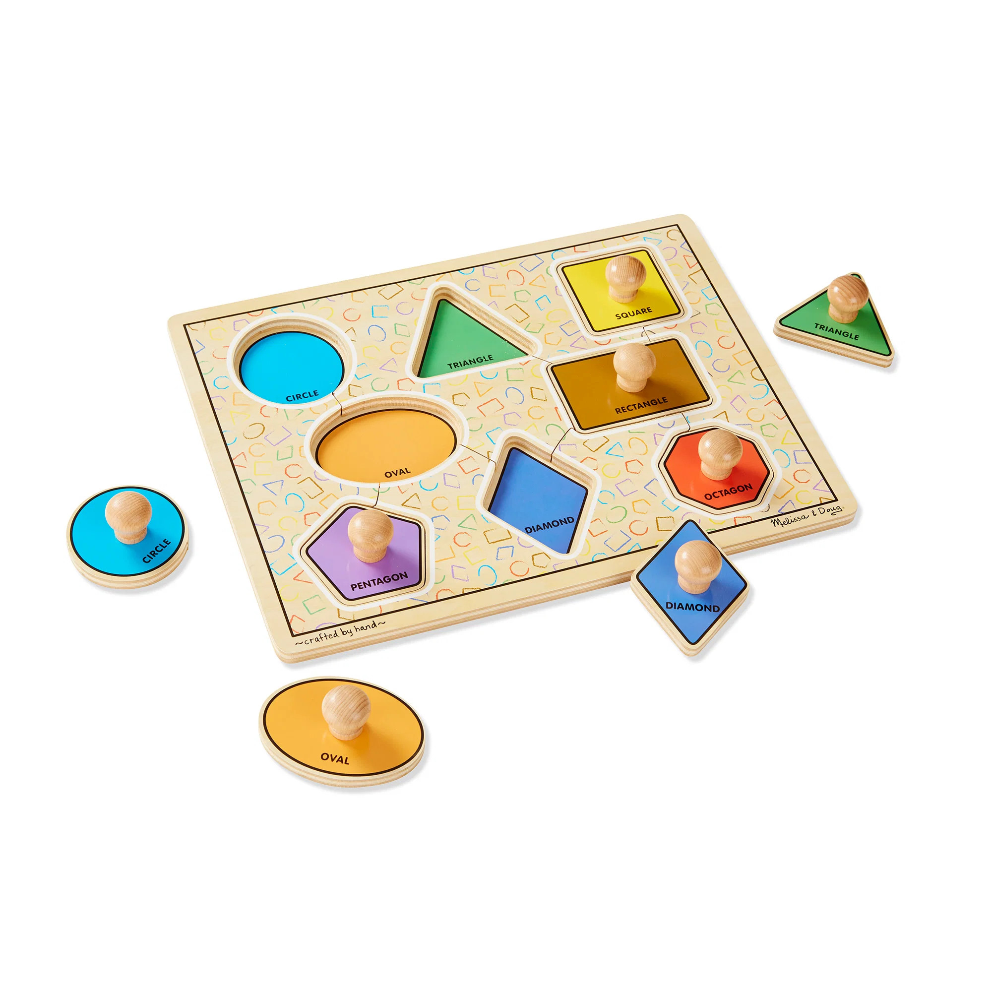 Geometric Shapes Deluxe Jumbo Peg Puzzle - 8 Pieces | Melissa and Doug