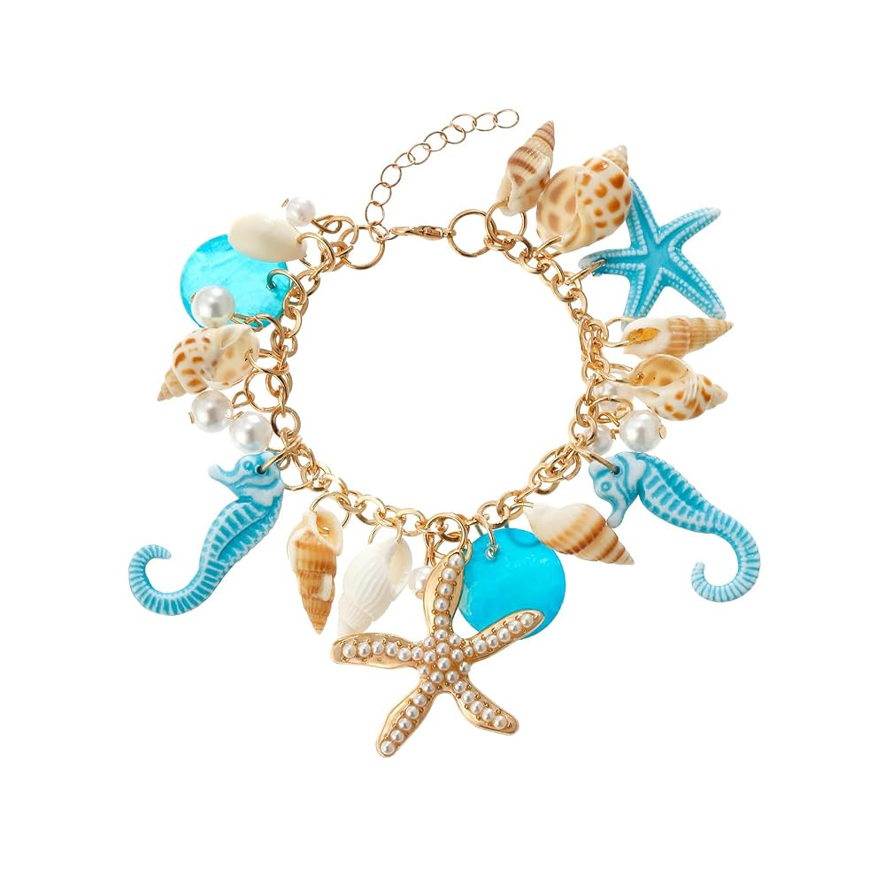 Shell Starfish Necklace Bracelet Conch Statement Chunky Necklace Mermaid Costume Jewelry Beach Je... | Amazon (US)