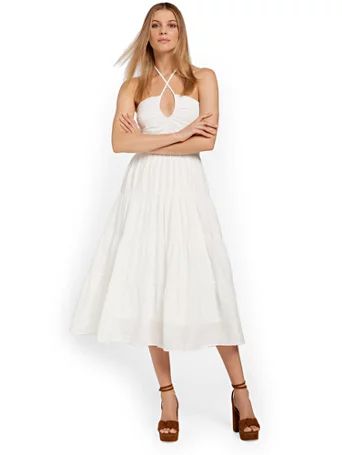 Twisted Halterneck Midi Dress - Lena - New York & Company | New York & Company