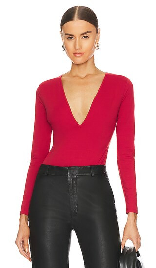 Deep Plunge Bodysuit in Rouge | Revolve Clothing (Global)