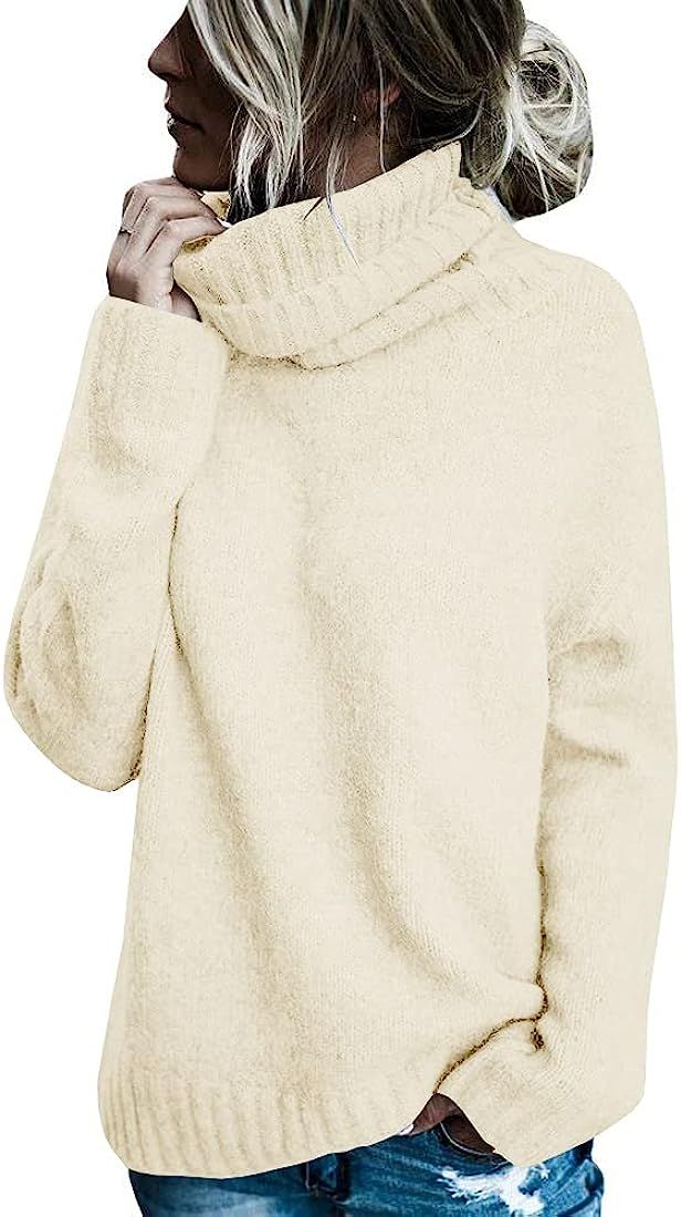 FISACE Womens Oversized Turtleneck Pullover Sweater Cable Knit Long Sleeve Sweater Tops at Amazon... | Amazon (US)