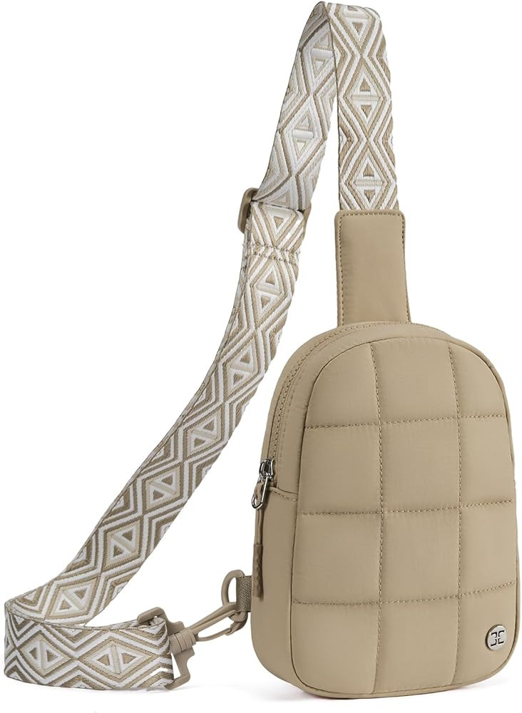 Telena Crossbody Bags for Women Quilted Puffer Cross Body Sling Bag (Khaki) | Amazon (US)