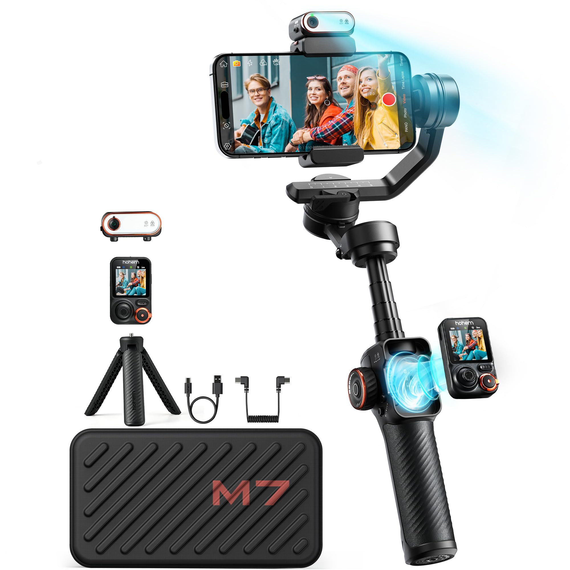 hohem iSteady M7 Gimbal Stabilizer for iPhone, Phone Gimbal with AI Tracking, 1.4" Detachable Tou... | Amazon (US)