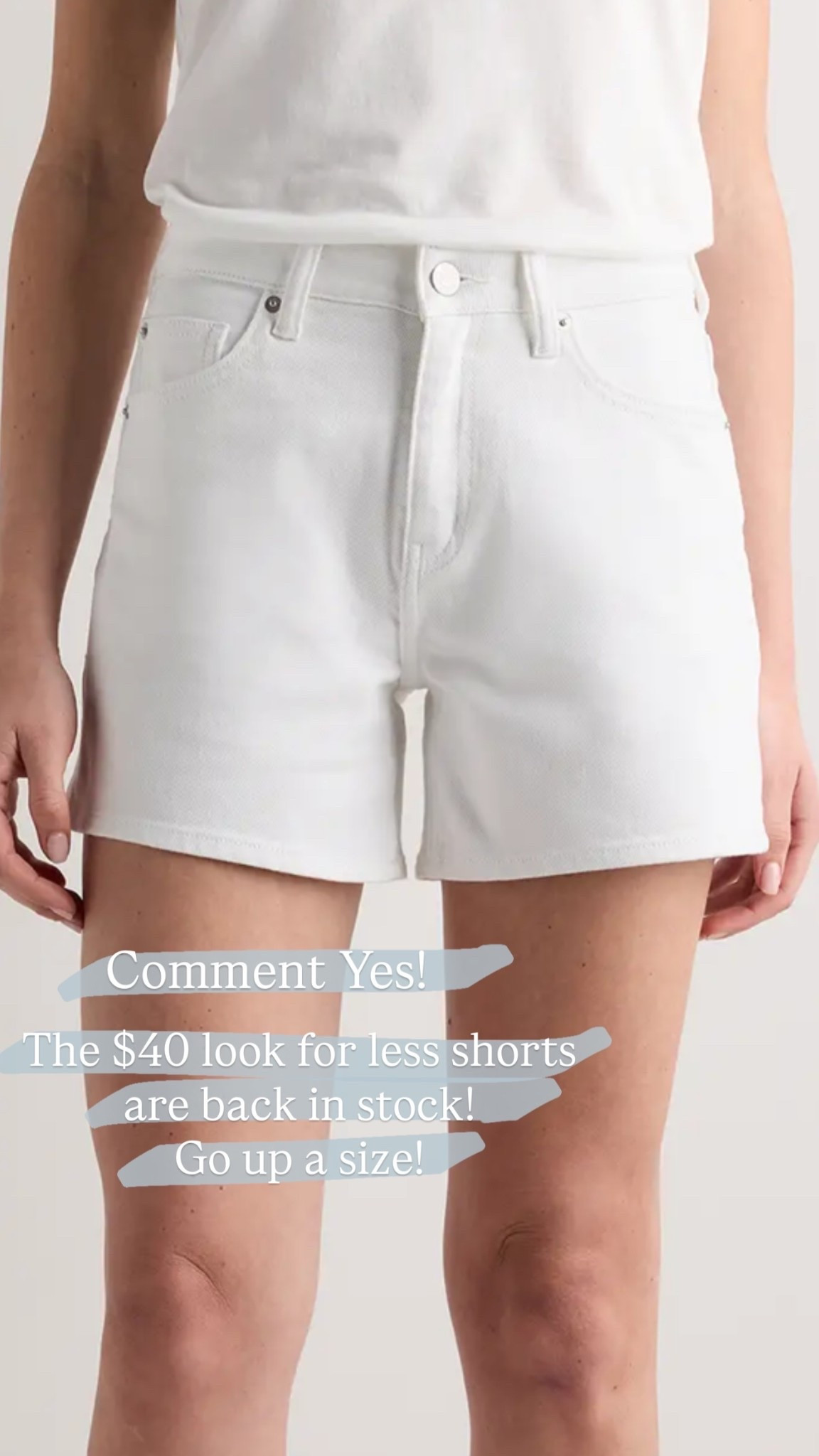 The $40 look for less shorts are back in stock! 
Go up a size!  Comment Yes!  @onequince