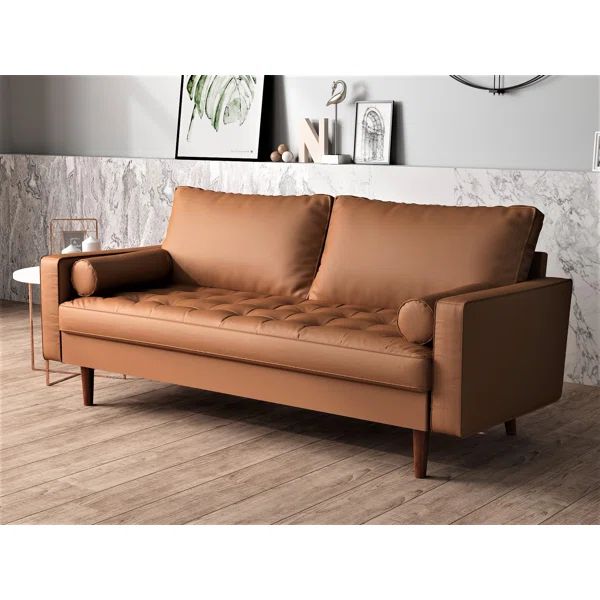 Rumaisa 69.68'' Vegan Leather Square Arm Sofa | Wayfair North America
