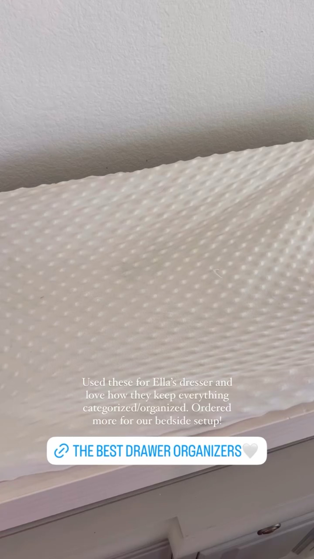 Used these for Ella’s dresser and love how they keep everything categorized/organized. Ordered more for our bedside setup!