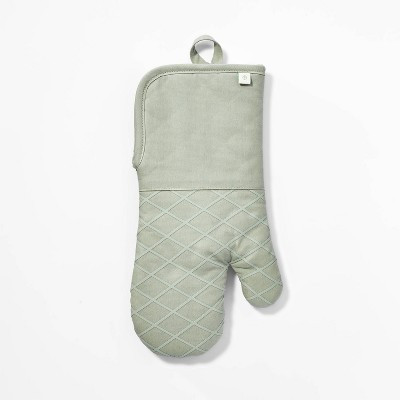 Oven Mitt Sage Green - Figmint™: Modern Kitchen Textile, Solid Pattern, Cotton, 14"x7", Silicon Gripper, OEKO-TEX Certified | Target