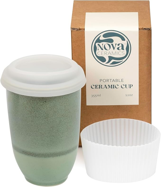 NOVA CERAMICS Travel Mug – Travel Coffee Tumbler – On the Go Coffee Mug – Microwave & Dishw... | Amazon (US)