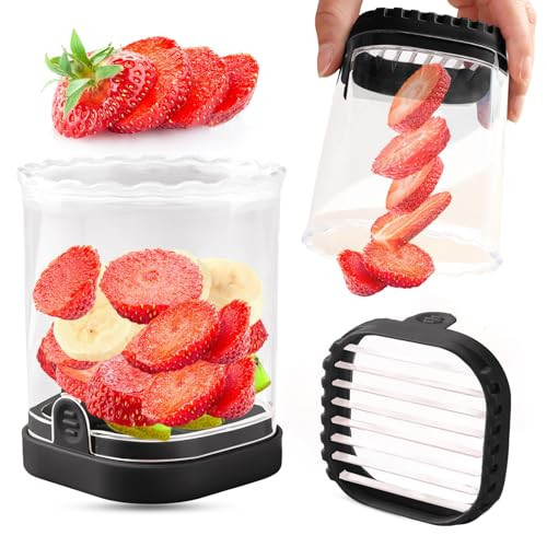 Creative Strawberry & Fruit Slicer - Detachable Cutter with Push Plate (Black) | Amazon (US)