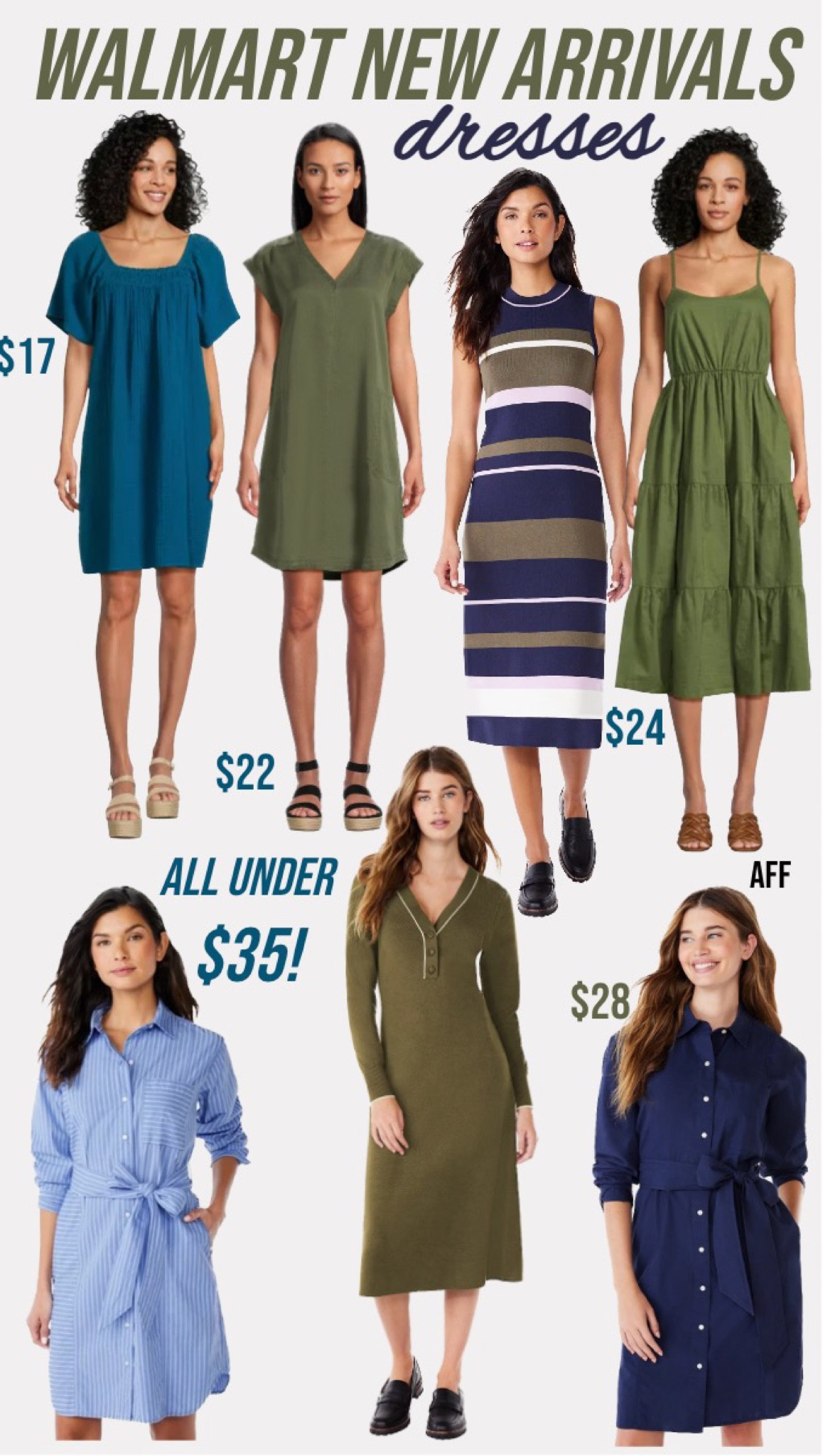 Walmart new arrivals for fall! These dresses are all under $35 and come up to XXL. Each one comes in multiple colors, and some are as low as $17!
…………………..
full dress, mini dress, midi dress, maxi dress, work dress, work wear, workwear, work outfit, teacher dress, teacher outfit, teacher look, blue dress, sleeveless dress, dress under $20, dress under $30, sweater dress, bodycon dress, fitted dress, full dress, a line dress, shirt dress, bow dress, shirt dress with bow, button down dress, tiered dress, olive green dress, fall wedding guest dress, work dress under $50, cardigan, fall look, fall trends, walmart finds, Walmart fashion, walmart new arrivals, time and tru new arrivals, free assembly new arrivals, fall wedding guest, plus size dress, midsize dress, size large fashion, revolve dupe, revolve doop, Ralph Lauren look, over 40 fashion, over 50 fashion, over 40 look, over 50 look, fall outfit, olive green dress, navy dress, striped dress, dress with collar

#LTKunder50 #LTKover40 #LTKworkwear