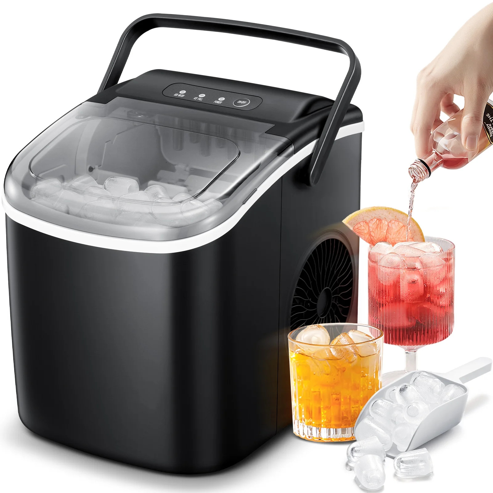 KISSAIR Countertop Ice Maker, Portable Ice Machine with Self-Cleaning, 26Lbs/24H, 9 Ice Cubes Rea... | Walmart (US)