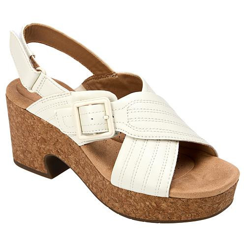 Clarks Collection Nerisa West Slingback Wedge Sandals - White - Size 11 | HSN