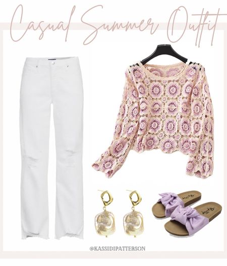 Amazon outfit, casual outfit, casual summer outfit, white denim, crochet sweater, swimsuit coverup, Sofia Richie outfit inspo

#LTKunder50 #LTKSeasonal