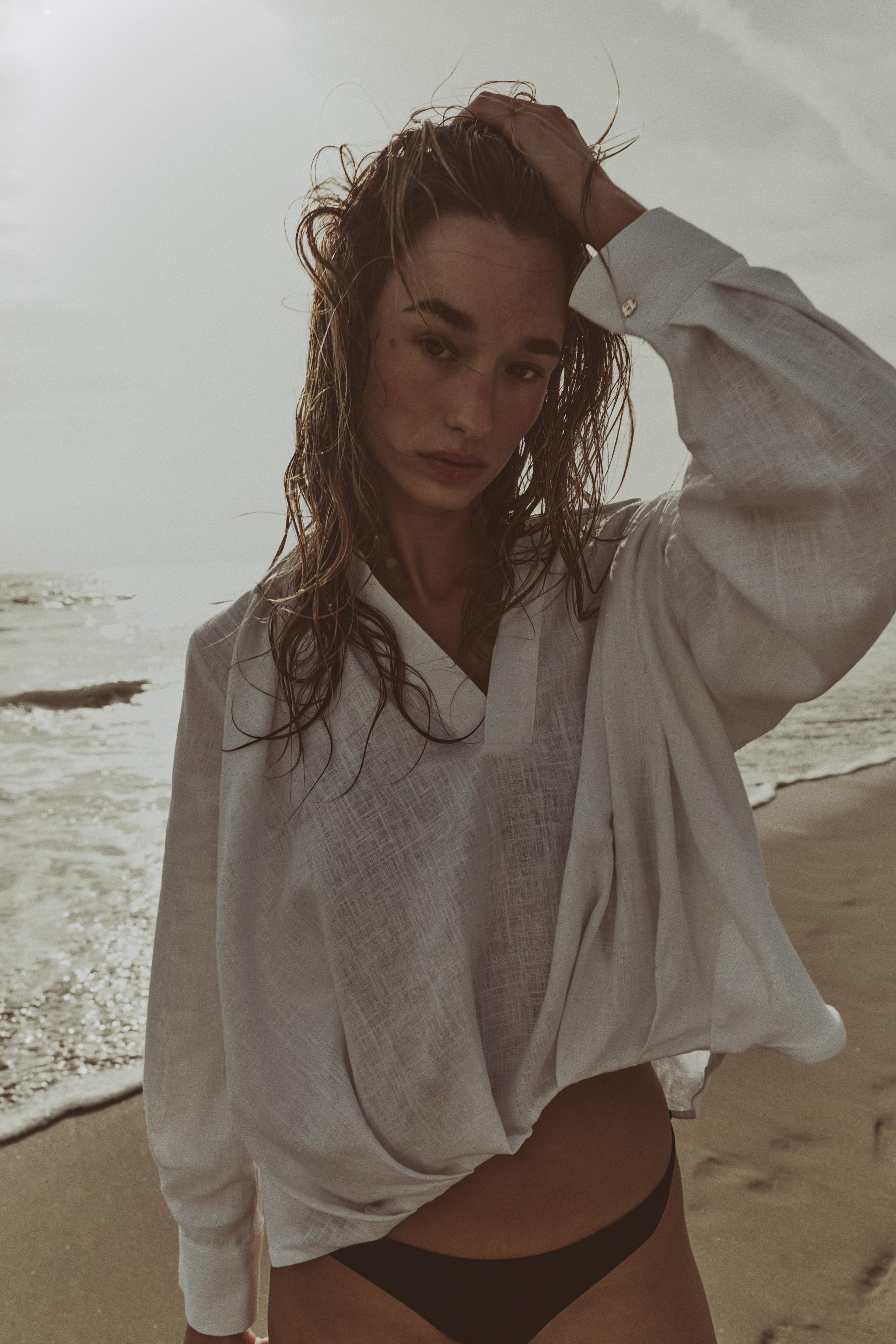 LINEN BLEND SHIRT WITH PUFFED HEM | Zara US