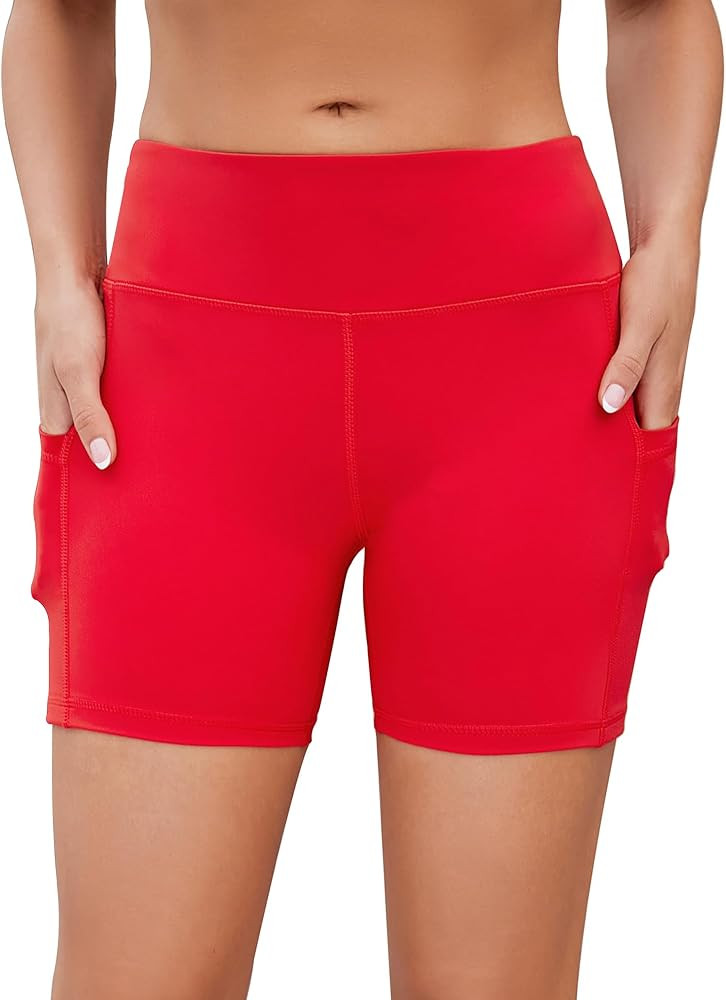AHLW Buttery Soft Workout Biker Shorts with Pockets for Women High Waisted Stretchy Comfortable A... | Amazon (US)