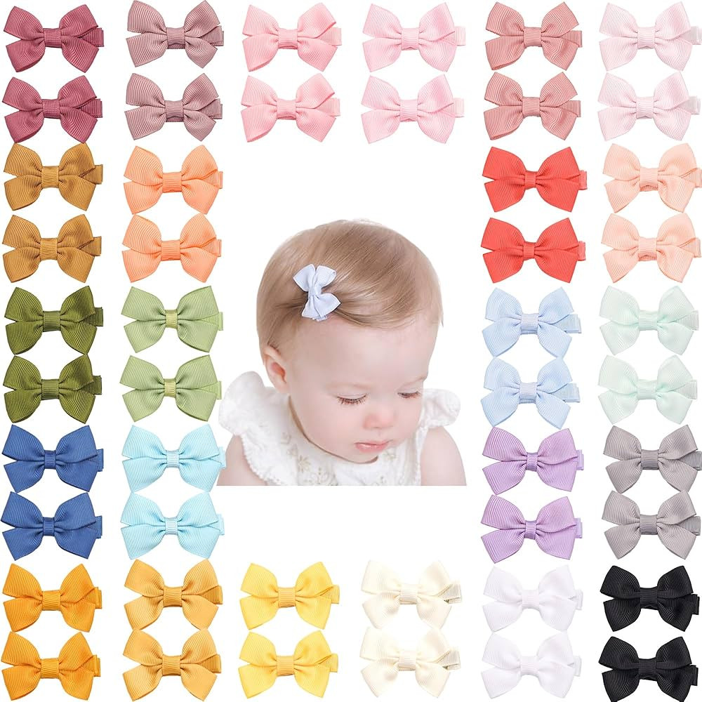 CÉLLOT Baby Hair Clips, 50PCS 2" Fully Lined Hair Bows for Girls, Toddler Hair Accessories Allig... | Amazon (US)