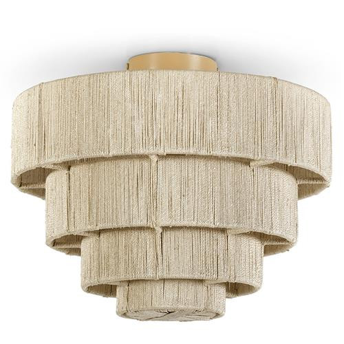 Palecek Everly Coastal Beach Natural Abaca Rope Semi Flush Mount | Kathy Kuo Home