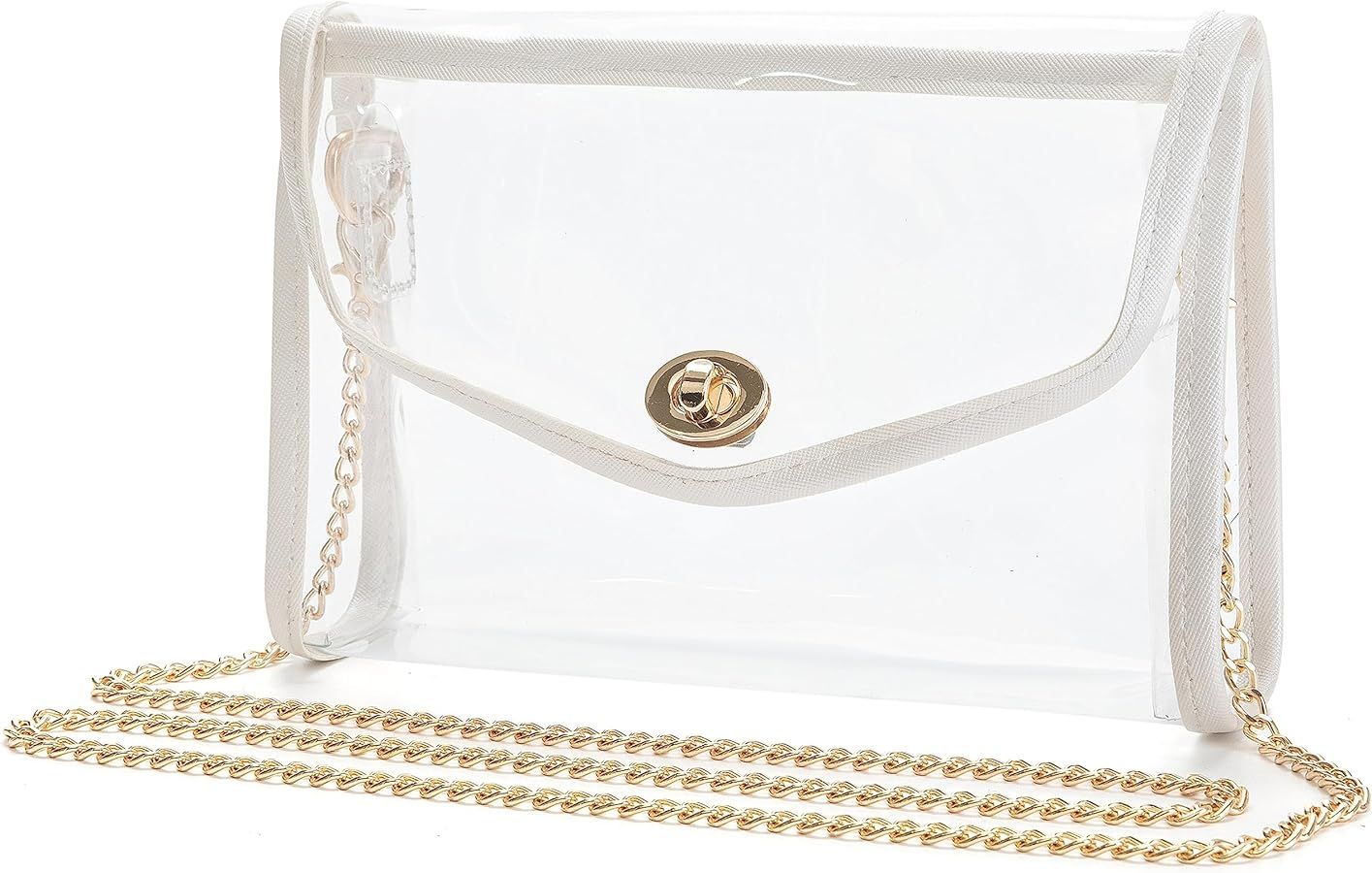 Veluckin Womens Transparent Clutch Clear PVC Purse Fashion Crossbody with Golden Chain Strap PGA ... | Amazon (US)