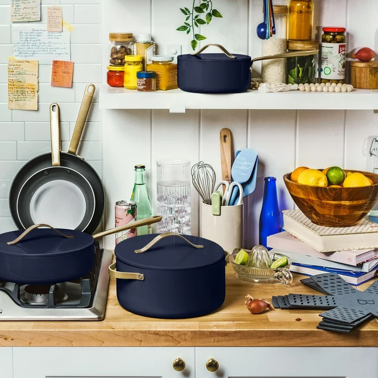 Beautiful 12pc Ceramic Non-Stick Cookware Set, Starry Night by Drew Barrymore, Blue | Walmart (US)