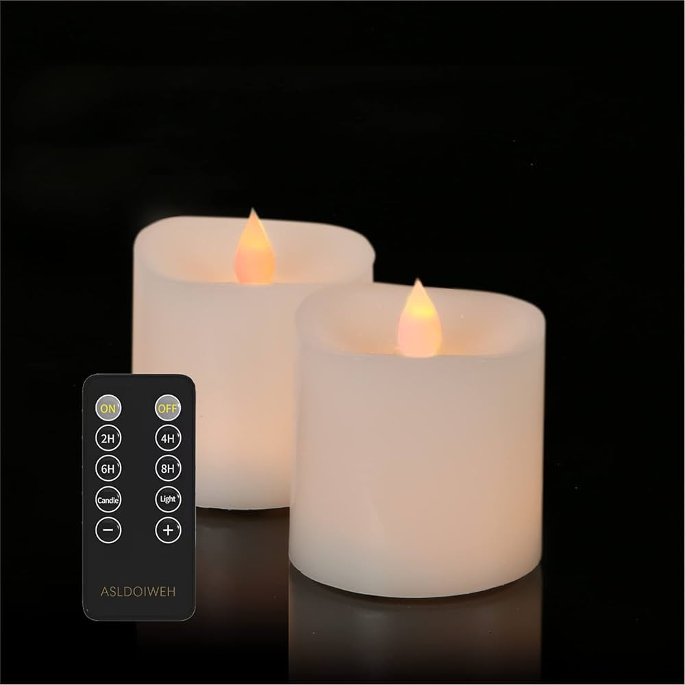 ASLDOIWEH 3x3 Flickering Flameless Candles Battery Operated Candle 2AA 600 Hours White (3x3 inch)... | Amazon (US)