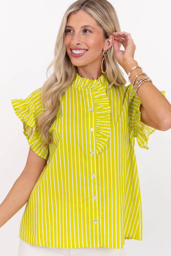 Magnolia Daydream Chartreuse Blouse | The Mint Julep Boutique