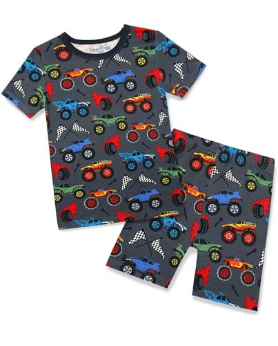 babee Reshinee Bamboo Viscose Toddler Truck Pajamas Boys Girls Kids Baby Cool Short Summer Pjs Set 12-18 Months Two Piece | Amazon (US)