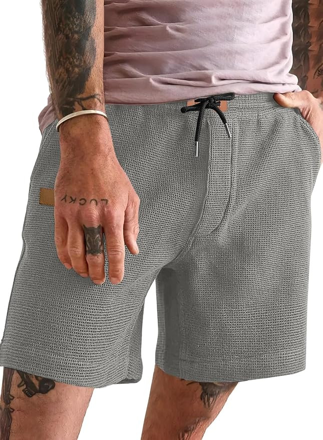 JMIERR Men's Casual 5"/ 7" Shorts Waffle Elastic Waist Drawstring Workout Running Jogging Beach S... | Amazon (US)