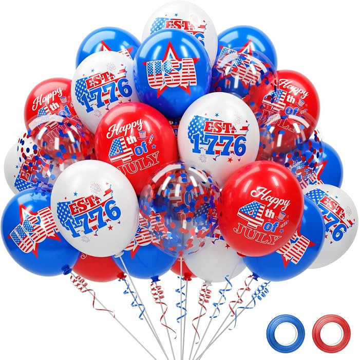 74 PCS COMPLETE PATRIOTIC SET: Create a bold Independence Day party scene with this 4th of July b... | Amazon (US)