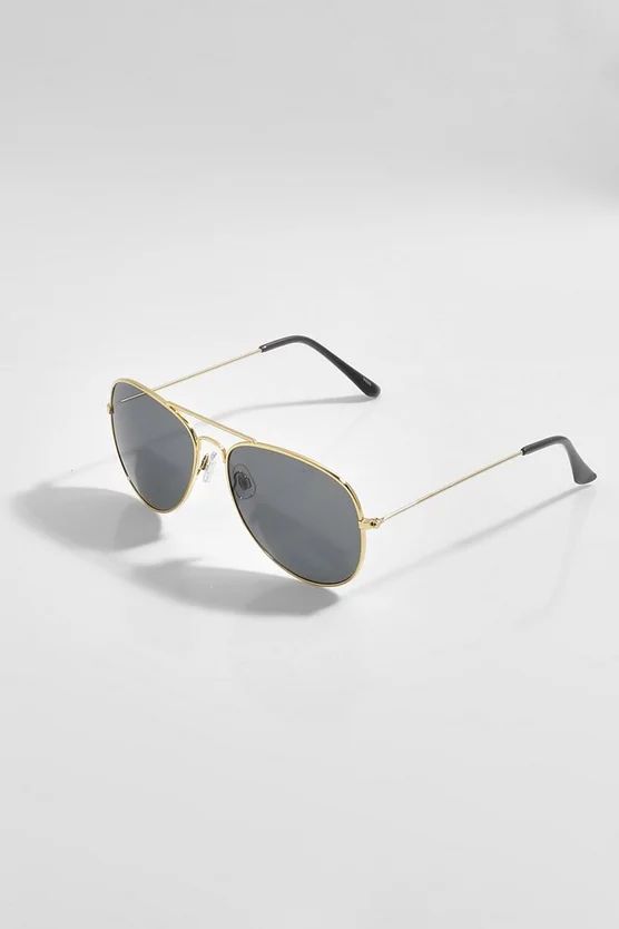 Aviator Gold Frame Tinted Sunglasses | boohoo | Boohoo.com (US & CA)