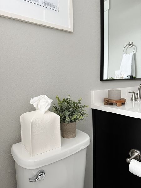 Affordable way to hide those tissue boxes! Also linking my wood riser, favorite plant trio, and concrete candle  

#LTKfindsunder50 #LTKstyletip #LTKhome