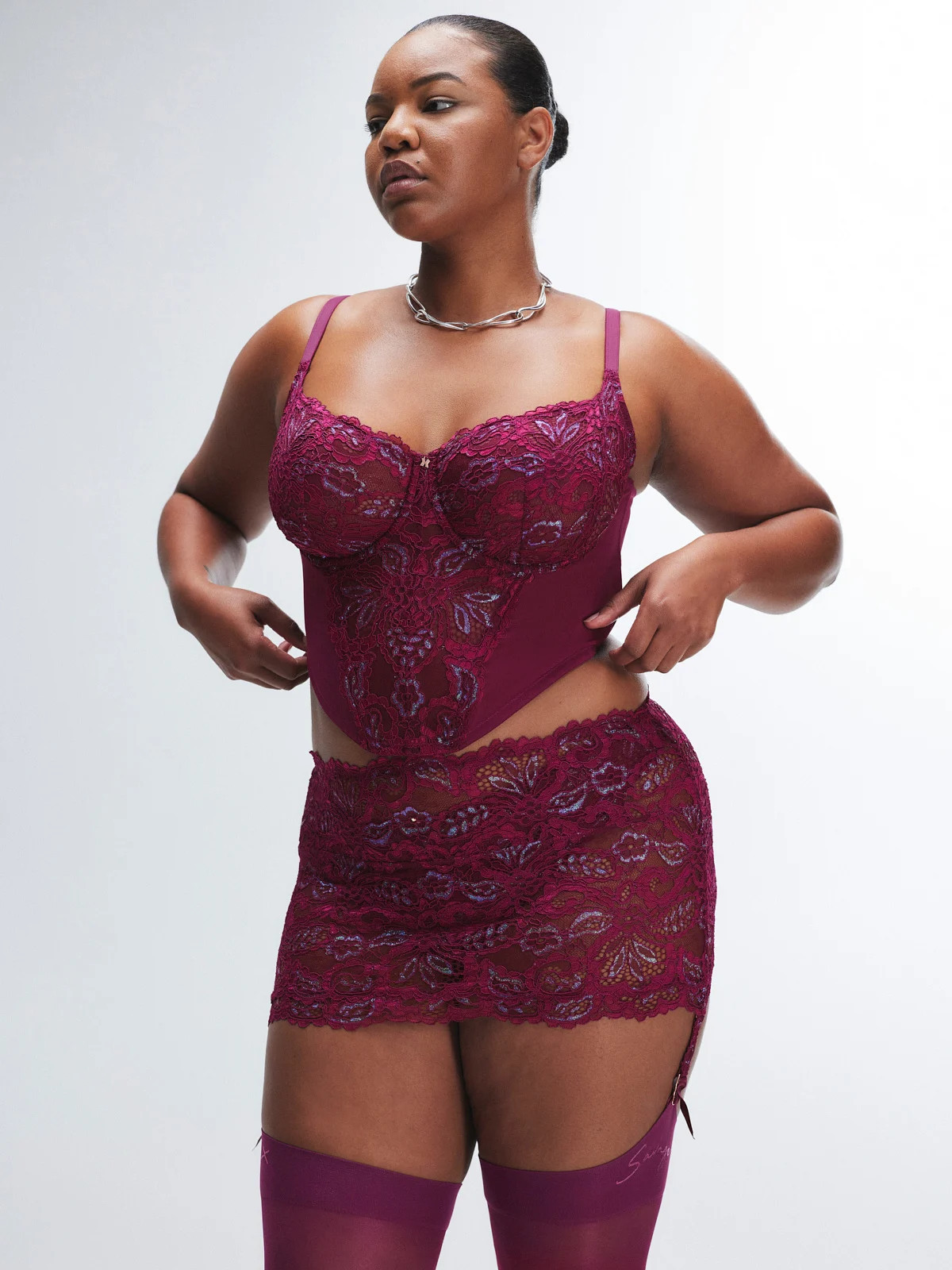 Romantic Corded Lace Metallic Bustier | Savage x Fenty - North America