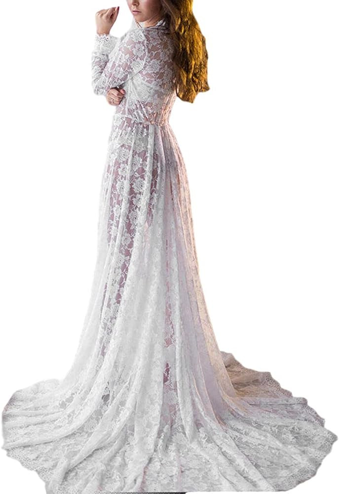 Maternity Dress for Photoshoot Lace Maternity Dresses for Baby Shower Split Front Maxi Pregnancy ... | Amazon (US)