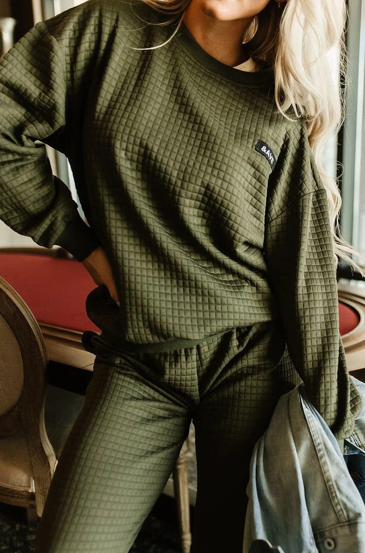Quilted Pullover - Olive | Mindy Mae's Market