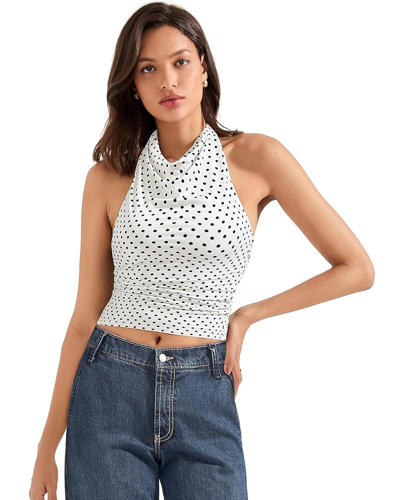 SUUKSESS Women Halter Backless Tank Tops Sexy Cowl Neck Summer Going Out Cami Tops | Amazon (US)