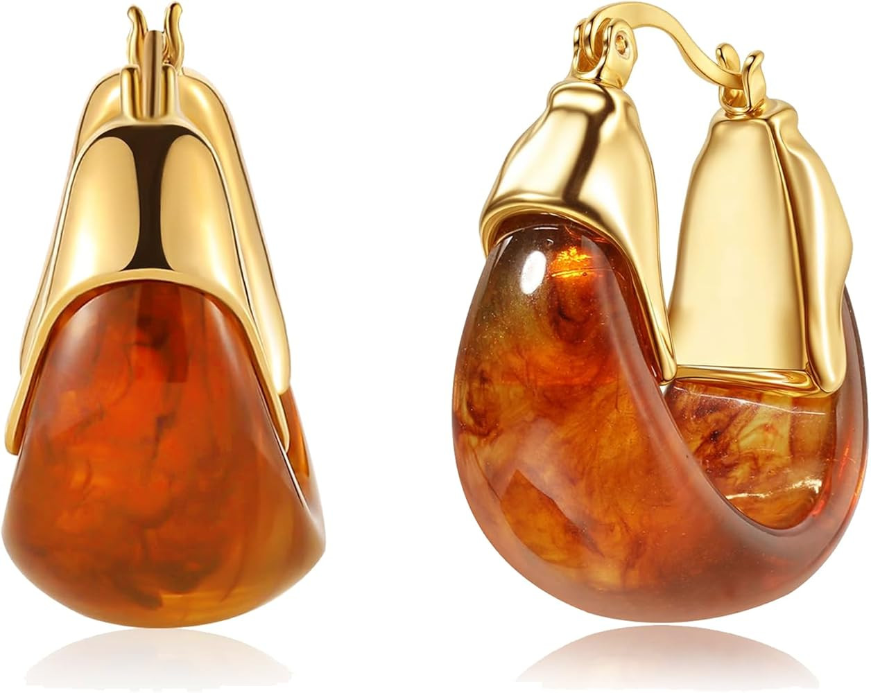 14K Gold Plated Chunky Hoop Earringsfor Women Vintage Leopard Print hoops Large Round Hoop Earrin... | Amazon (US)