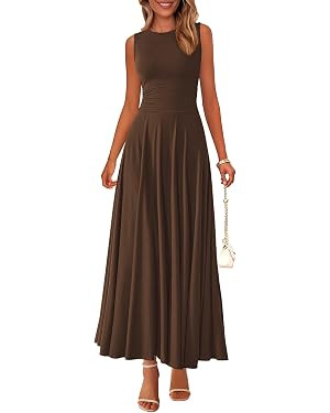 PRETTYGARDEN Womens Summer Dresses 2025 Casual Sleeveless Crewneck Aline Maxi Dress Stretch Tank ... | Amazon (US)