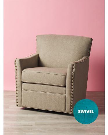 33in Herringbone Swivel Chair | HomeGoods
