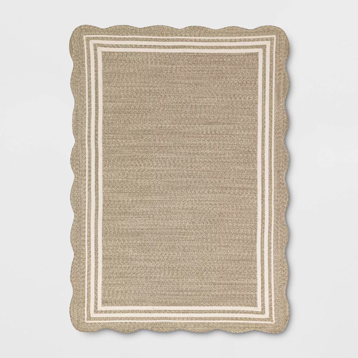 5'x7' Scalloped Edge Braided Outdoor Area Rug Natural - Threshold™ designed with Studio McGee | Target