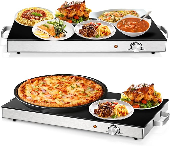 Giantex 2 Packs Electric Warming Tray, 22''x15'' Hot Plate with Adjustable Temperature Control, S... | Amazon (US)