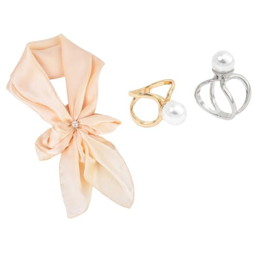 2Pcs Pearl Scarf Ring Clip Scarfs Buckle Clasp Clothing Ring Wrap Holder for Women Silk Scarf Accessories(Gold+Silver) | Amazon (US)